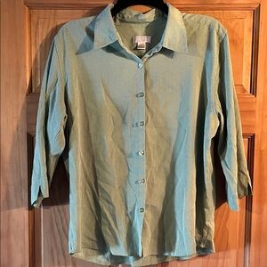 Christopher & Banks Olive Checkered Blouse